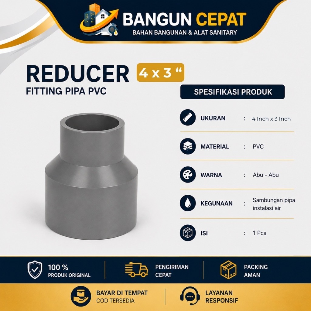Reducer Vlok Sok 4 x 3 PVC Soket VSok