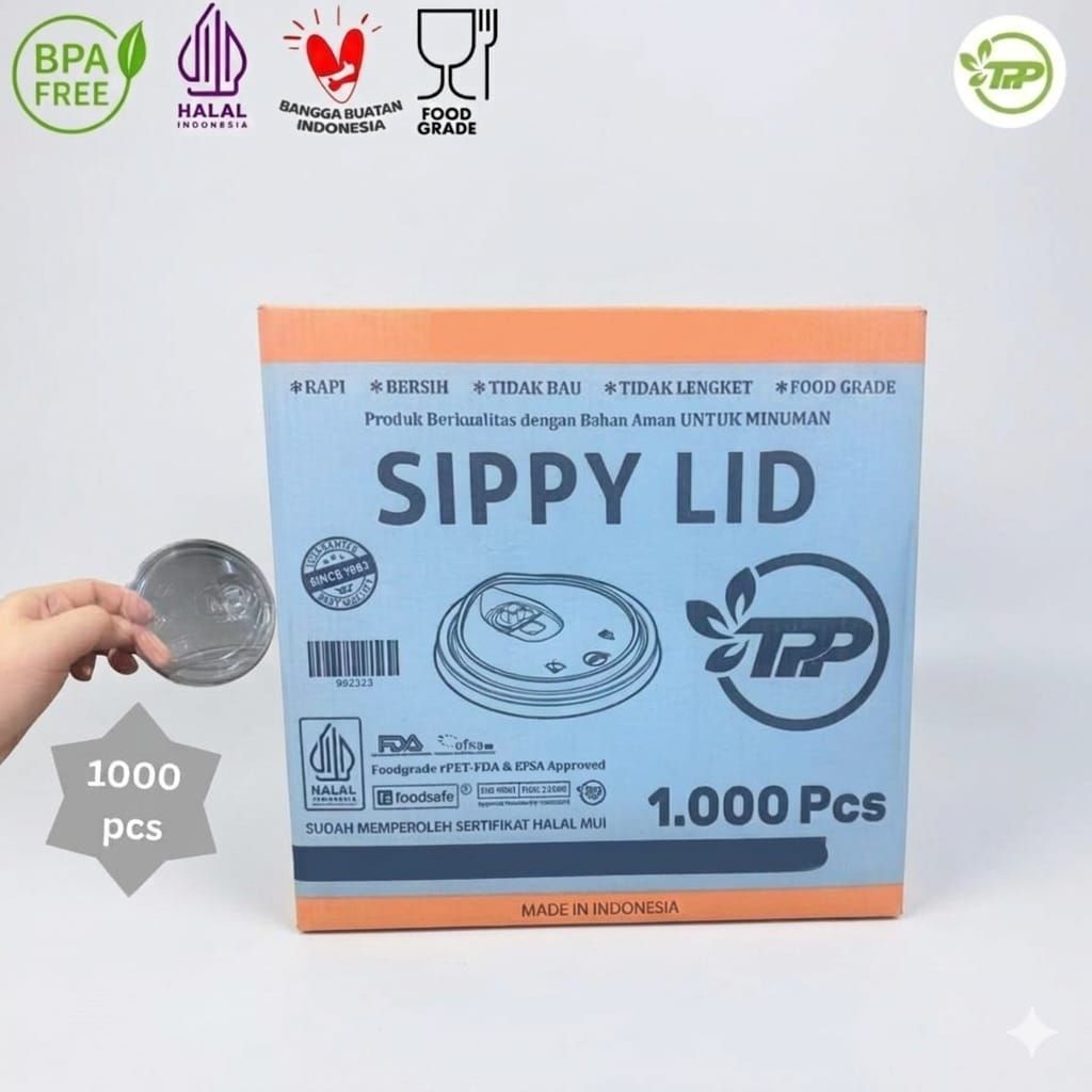 [ 1 KARTON 1000 PCS ] SIPPY LID / LID SIPPY PET FOODGRADE - LID STRAWLESS / PENUTUP GELAS