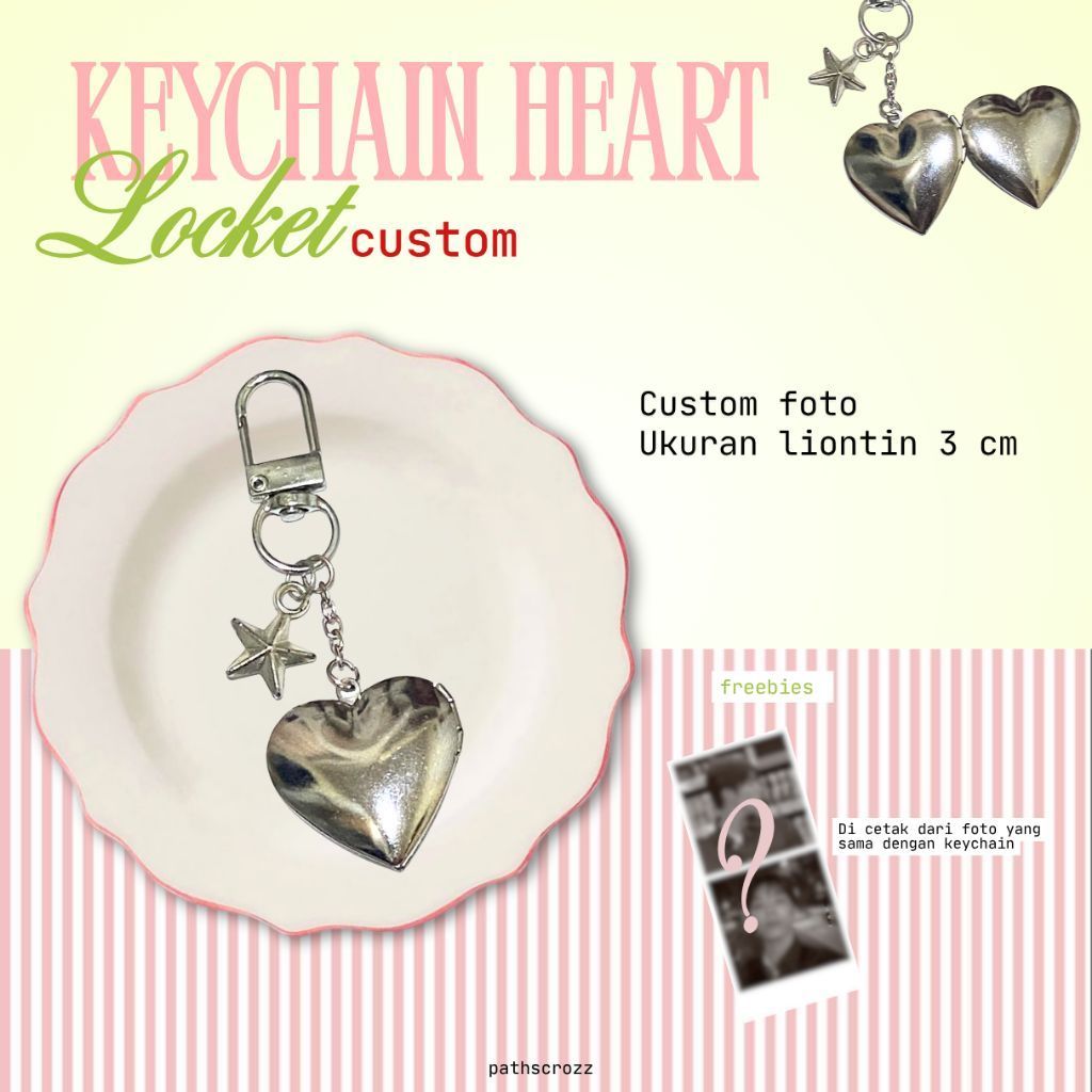 Keychain Heart Locket Custom | 3cm
