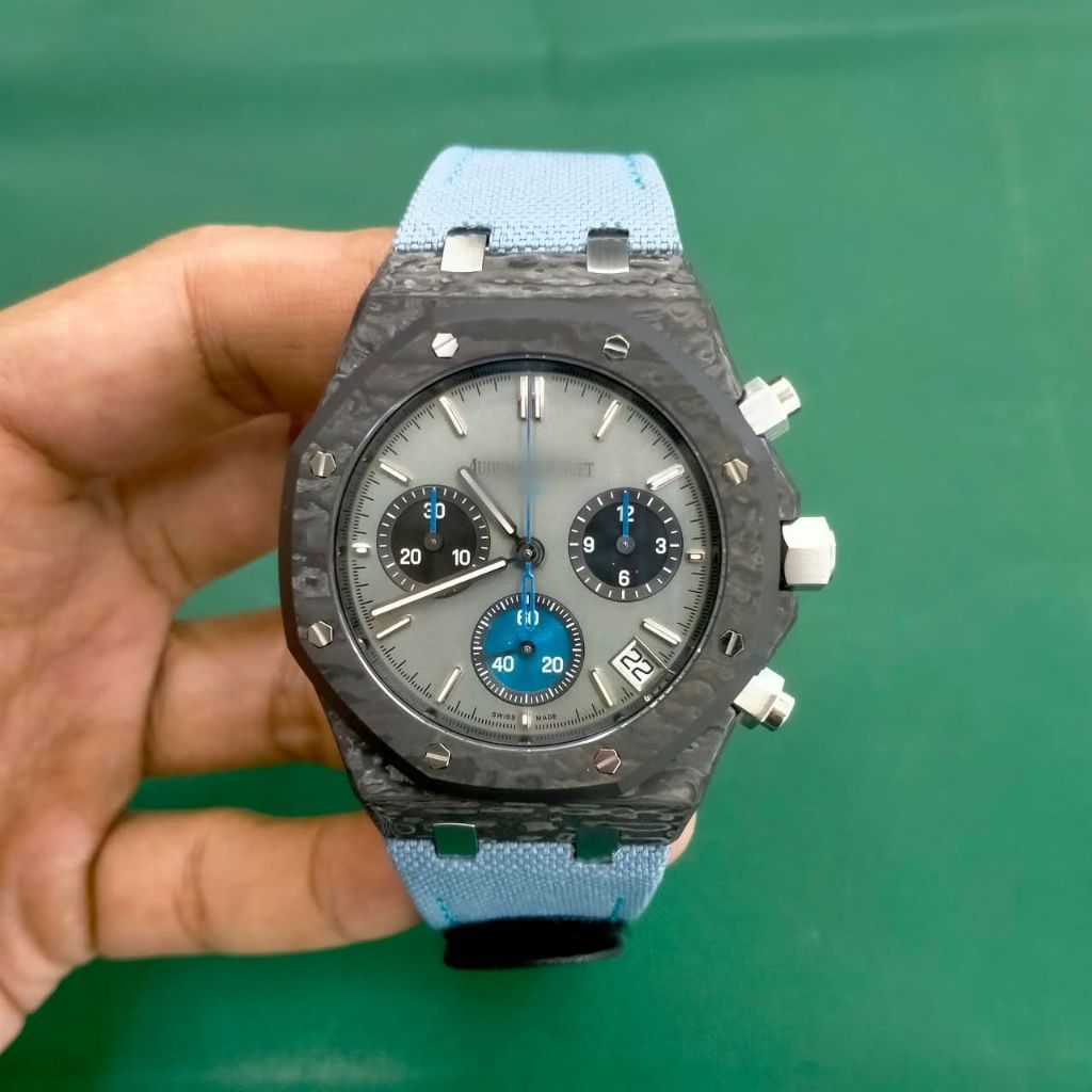 jam tangan pria automatic AP carbon RO RACER 26240 Diw crono kaca sapphire box fullset