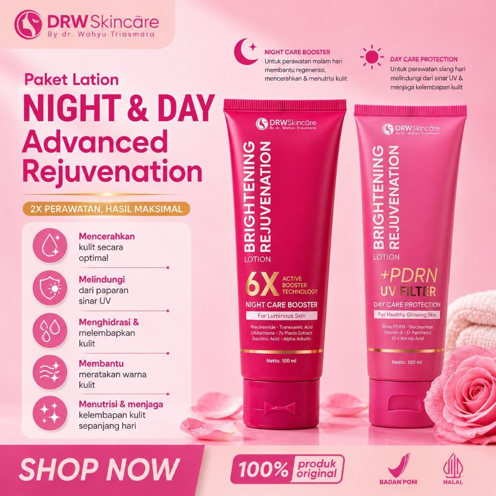 DRW Skincare HB BPOM Night Body Lotion & Day Body Lotion Premium SPF 30+++  HB Dosting BPOM By dr. W