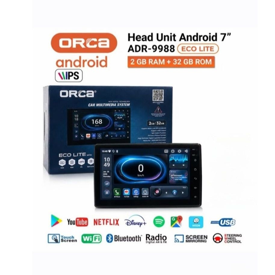 Head Unit Android 7 inch ORCA ADR-9988 ECO LITE SERIES Ram 2GB 32GB 7inch Mobil ADR9988 ADR 9988 ECO