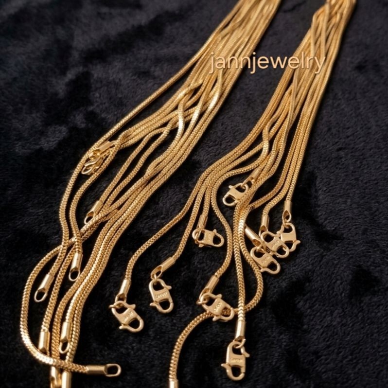kalung italy kaca titanium anti karat Rosegold lpria wanita 45 Cm