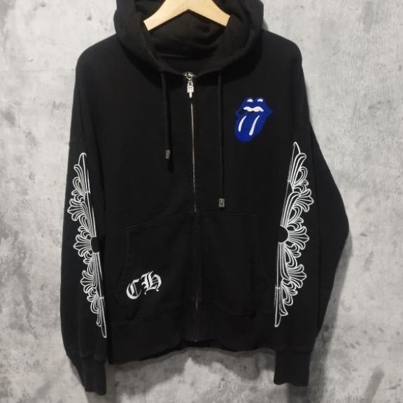 HOODIE ZIP CHROME HEARTS X ROLLING STONES