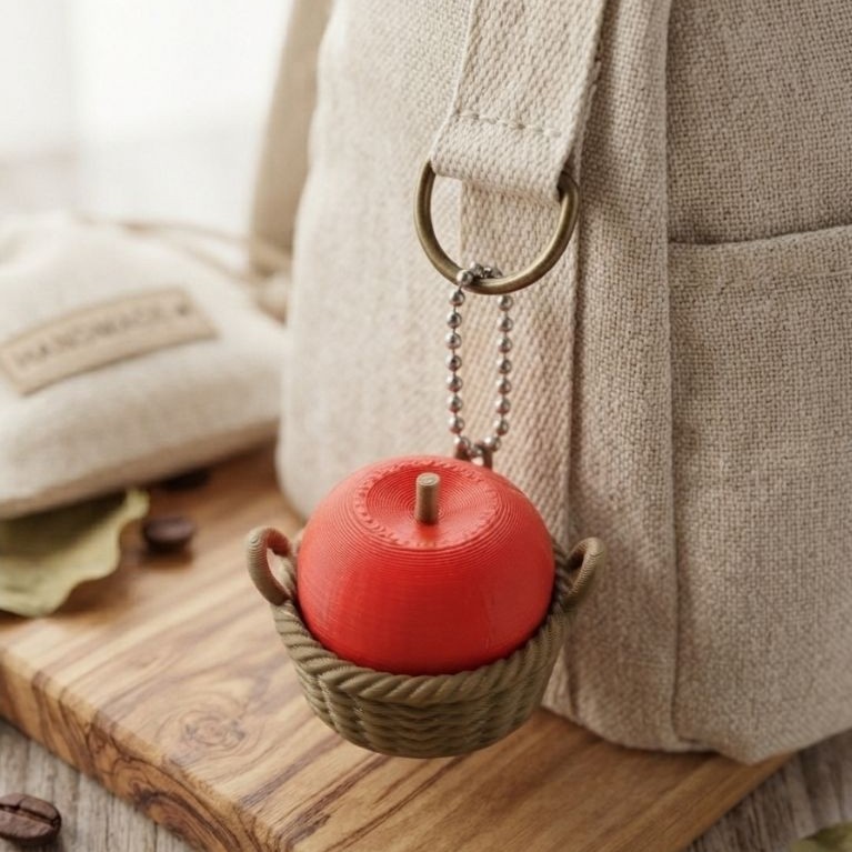 Gantungan Kunci Fidget Clicker - Fruit in a Basket | Keychain Toys Mainan Buah Apel Keranjang Anti S