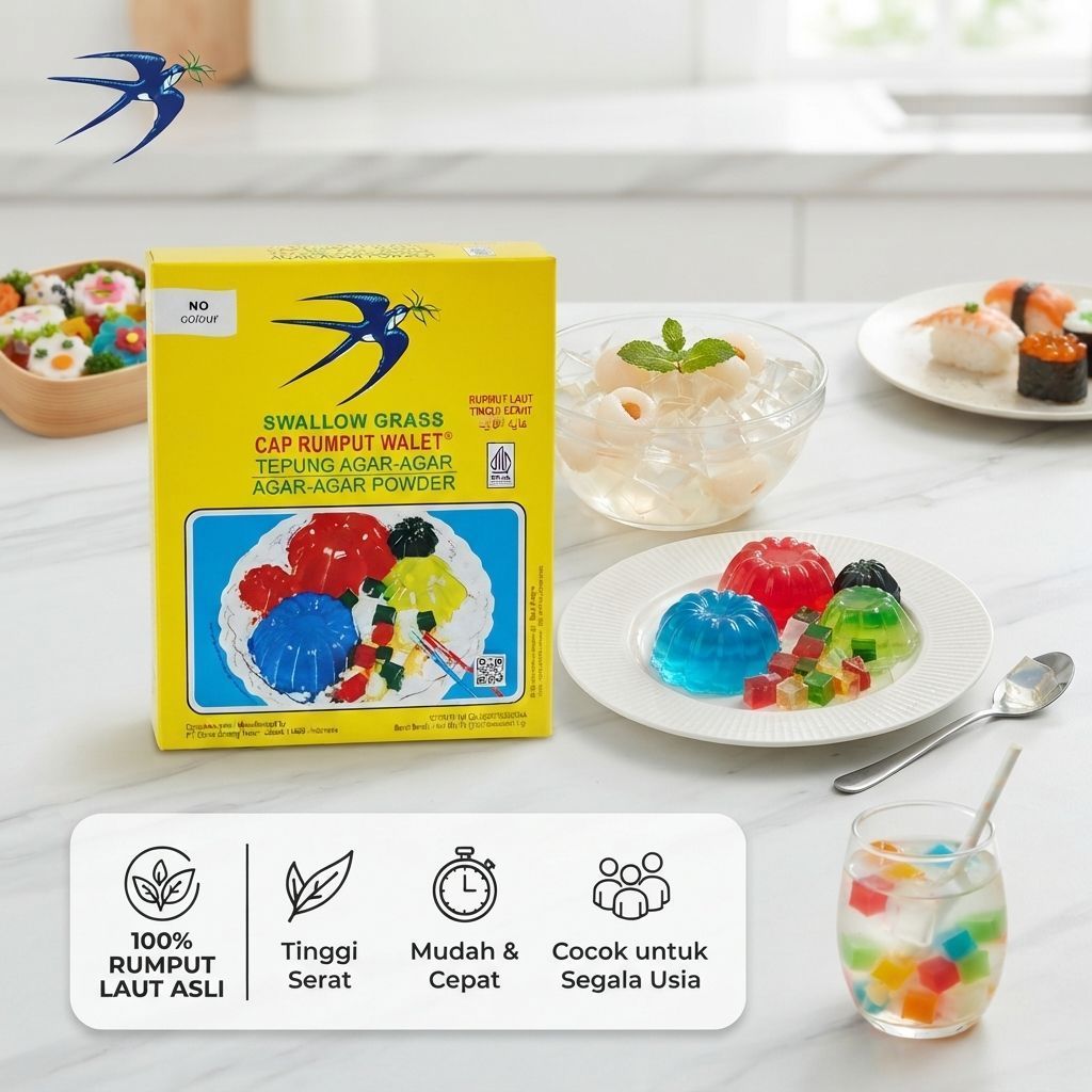 Agar-agar Swallow Grass 1 Box isi 12 Sachet 7 Gram, ager walet - Puding walet