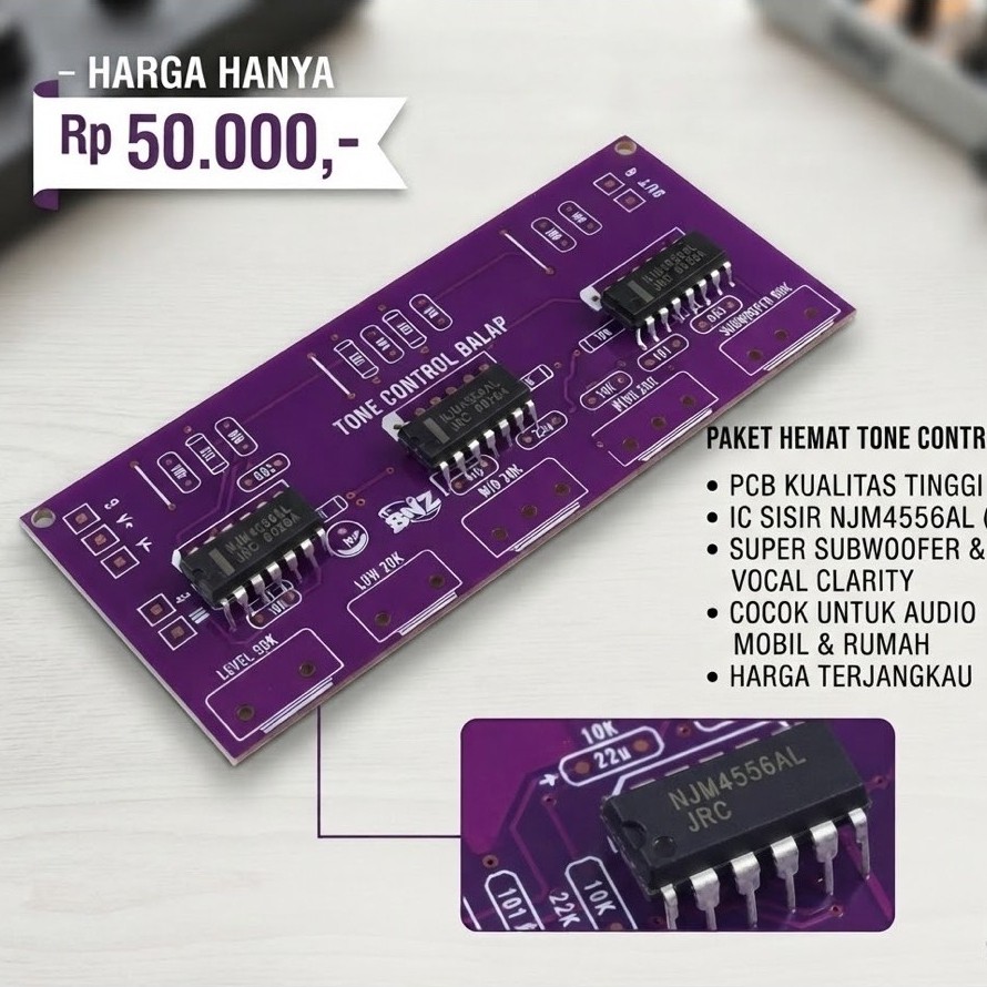 PCB Tone Control balap plus IC Sisir NJM4556AL