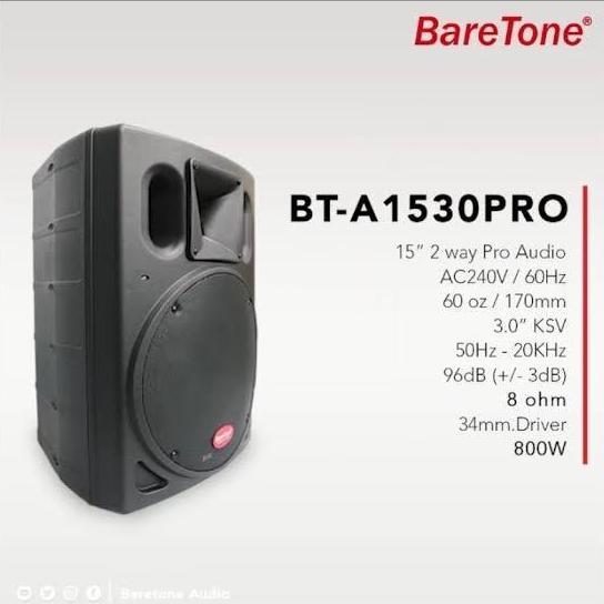 Speaker Aktif Baretone BT-A1530Pro 15inch RMS 800WATT Baretone BT-1530PRO