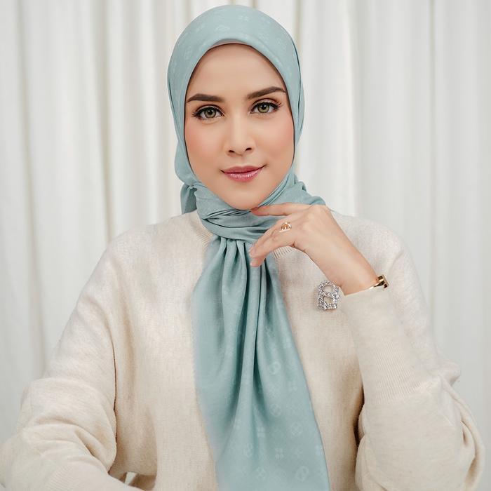 Buttonscarves Monogram Voile Square - Aqua