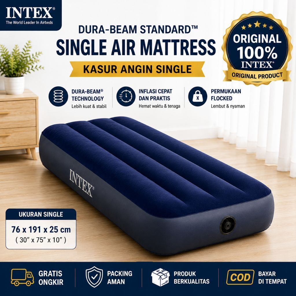Kasur Angin Intex  Durabeam Single Original Kapasitas Satu Orang