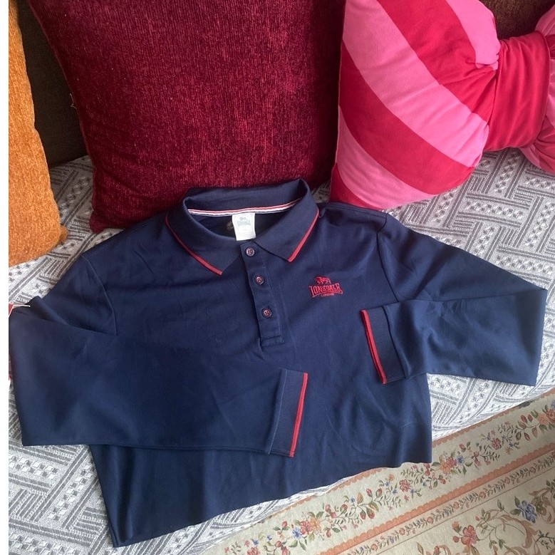 preloved kaos polo crop tee crop top navy red wanita pakaian olahraga padel not ralph lauren