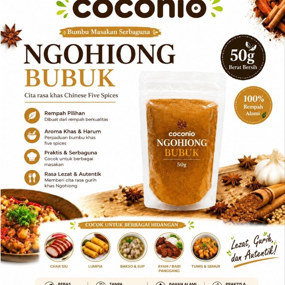 Bubuk Ngohiong 50g Original | Chinese Five Spice Powder, Bumbu Rempah Serbaguna untuk Char Siu, Ayam