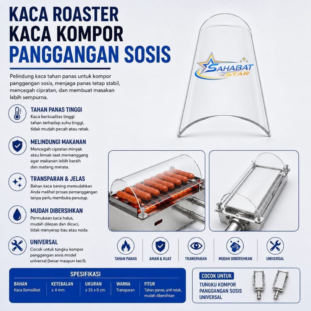 KACA KOMPOR PANGGANGAN SOSIS / KACA ROSTER