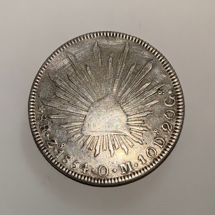 Koin Perak 8 Reales 1854 Mexico Silver Asli