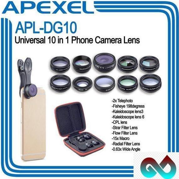 Kravanas_jaya - Apexel APL-DG10 Universal 10 in 1 Lensa Portable for Smartphone