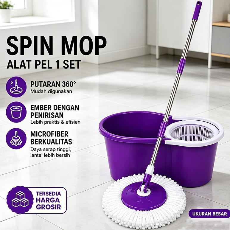 Spin Mop Otomatis 360 Ember | Alat Pel Lantai Modern Twist Mop Import | Praktis Anti-Lengket//Wonder