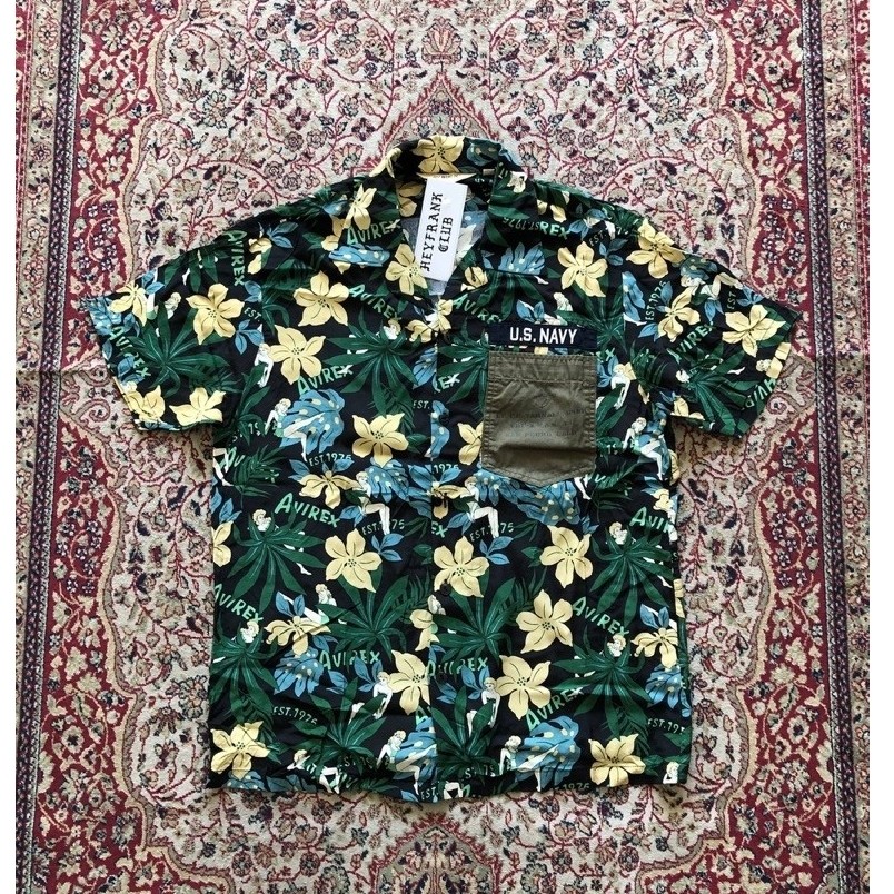Kemeja Avirex hawaiian shirt Vintage AVIREX US navy Hj106