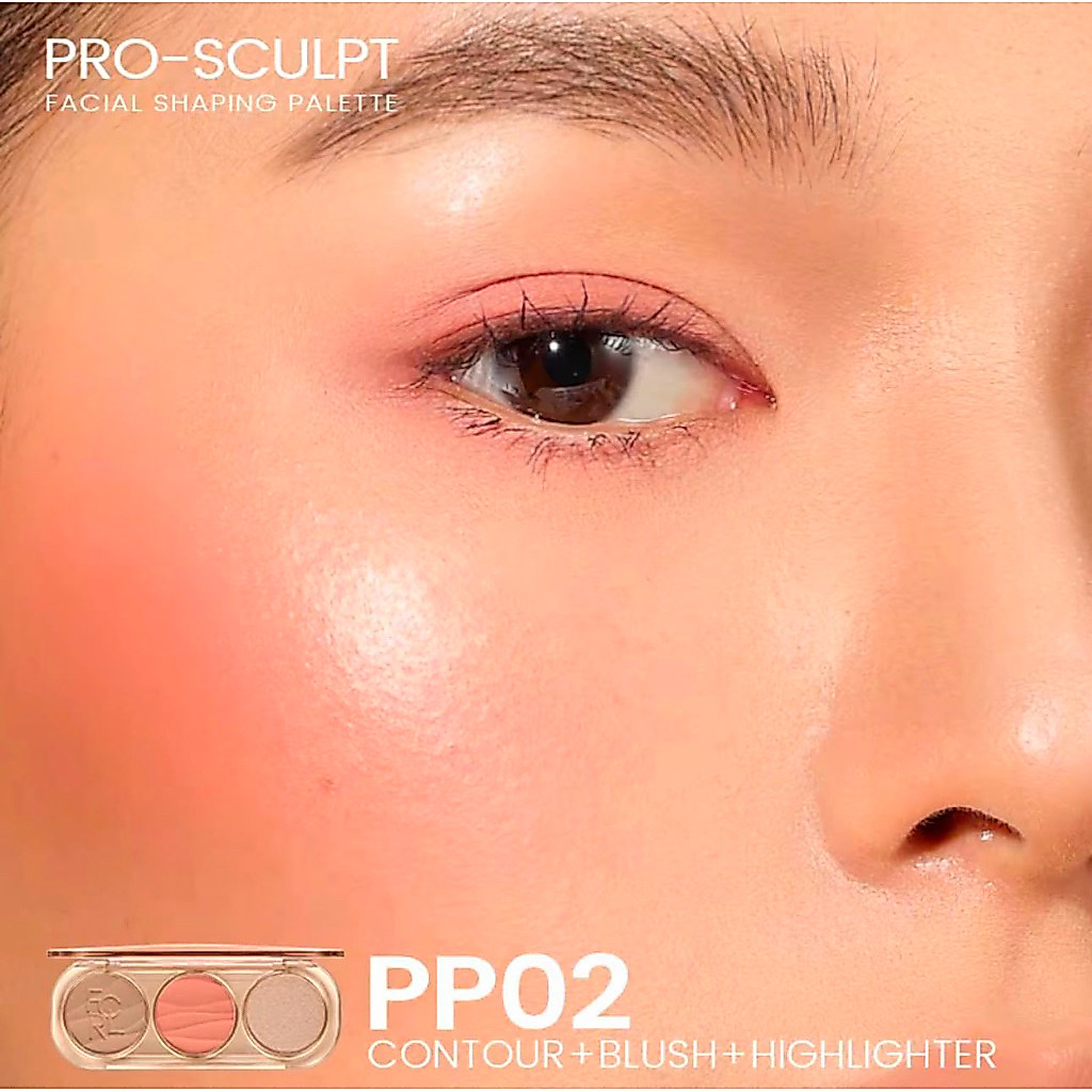 PRELOVED ORI FOCALLURE Pro-Sculpt 3-in-1 Palette Highlighter & Contour & Blush Multi-Use FA-F45