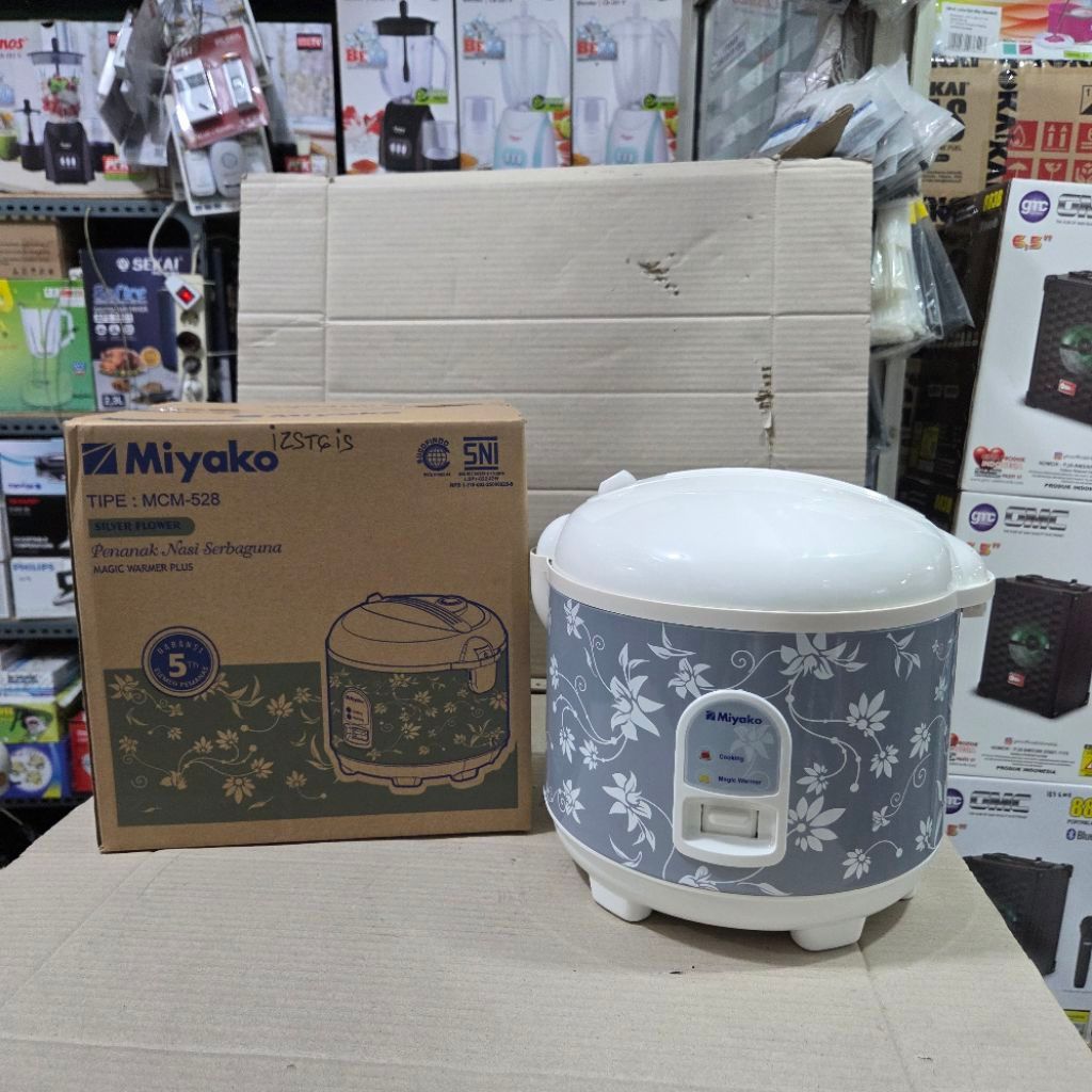 Miyako Magic Com Rice Cooker Miyako 1.8 Liter MCM-528 Silver Flower
