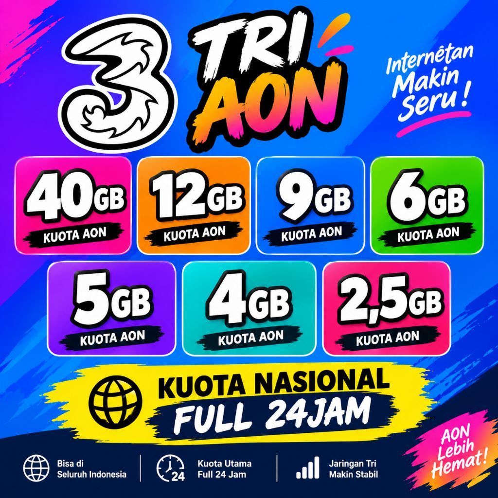 Paket Data Tri Aon semua Wilayah