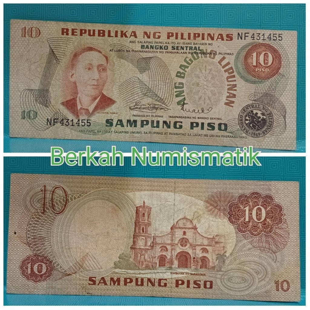 Uang Kuno Filipina 10peso VF jelek sesuai foto