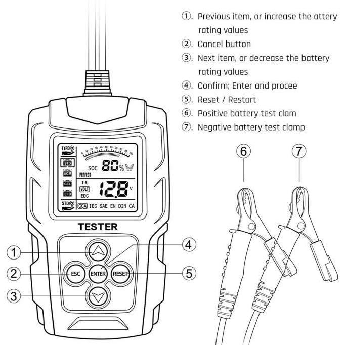 Foxsur Fbt-200 Tester Aki Life Detector System 3Ah-200Ah Dengan Lcd
