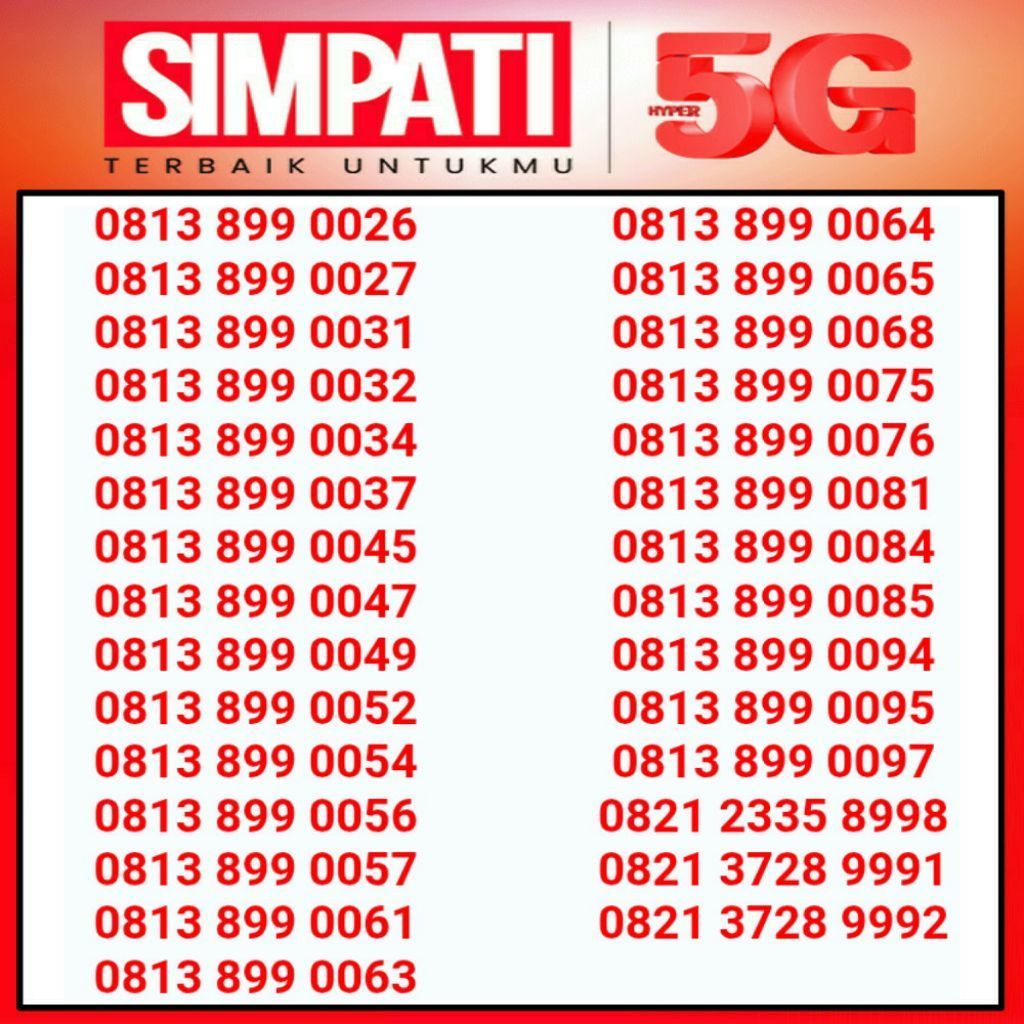 nomor cantik Telkomsel Simpati seri 899 prabayar