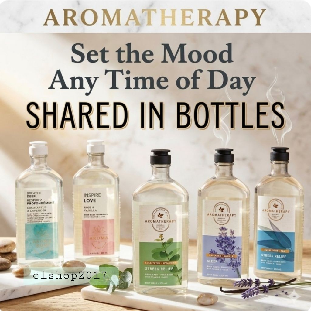 BBW AROMATHERAPY BODY WASH & FOAM BATH LUXURY BATH SHARE IN BOTTLES eucalyptus tea spearmint black c