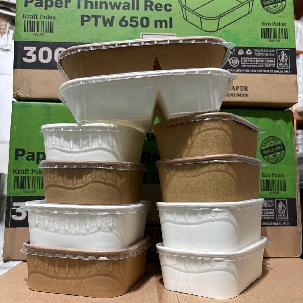 GROSIR 1 KARTON PAPER THINWALL Rectangle 650ml 800ml PAPER THINWALL Sekat 1000ml PAPER THINWALL Squa