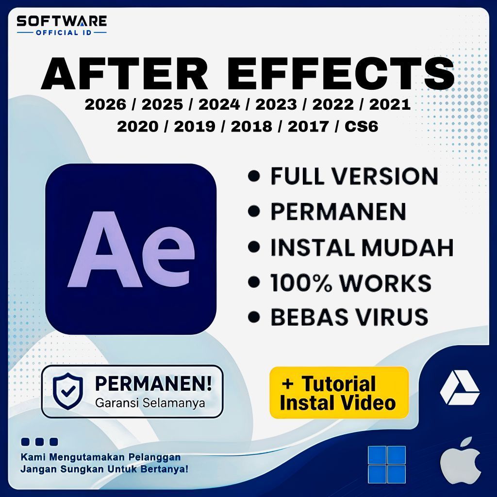 After Effects 2026 - 2017 Full Version Lifetime Permanen Windows & Mac Os | Tersedia Versi 2026 / 20