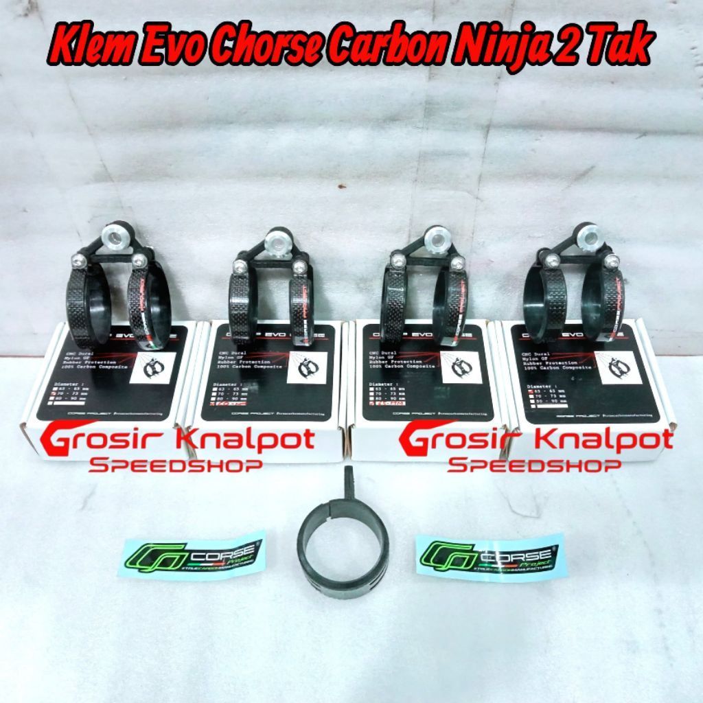 Klem Clamp Clemp Braket breket Knalpot Variasi EVO Corse Project Carbon Karbon ORIGINAL 2tak Size BI
