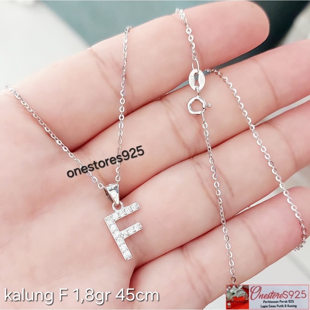 KALUNG NORI NAMA HURUF INISIAL F PERAK 925 LAPIS EMAS PUTIH