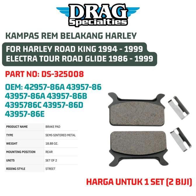 KAMPAS REM BELAKANG HARLEY ROAD KING 1994-1999 ELECTRA TOUR ROAD GLIDE 1986-1999 DS-325008 OEM 42957