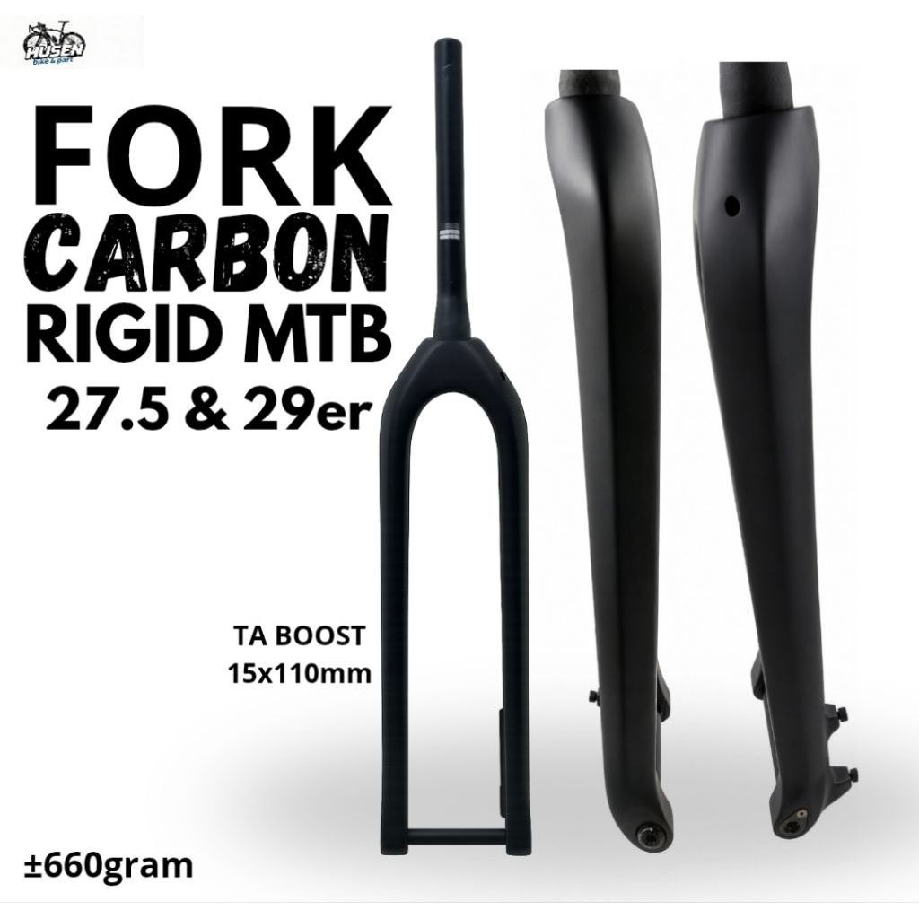 Garpu Fork Rigid Carbon MTB 27.5/29er Tapered Ultra Weight TA Boost 15x110mm Fork Depan Carbon Seped