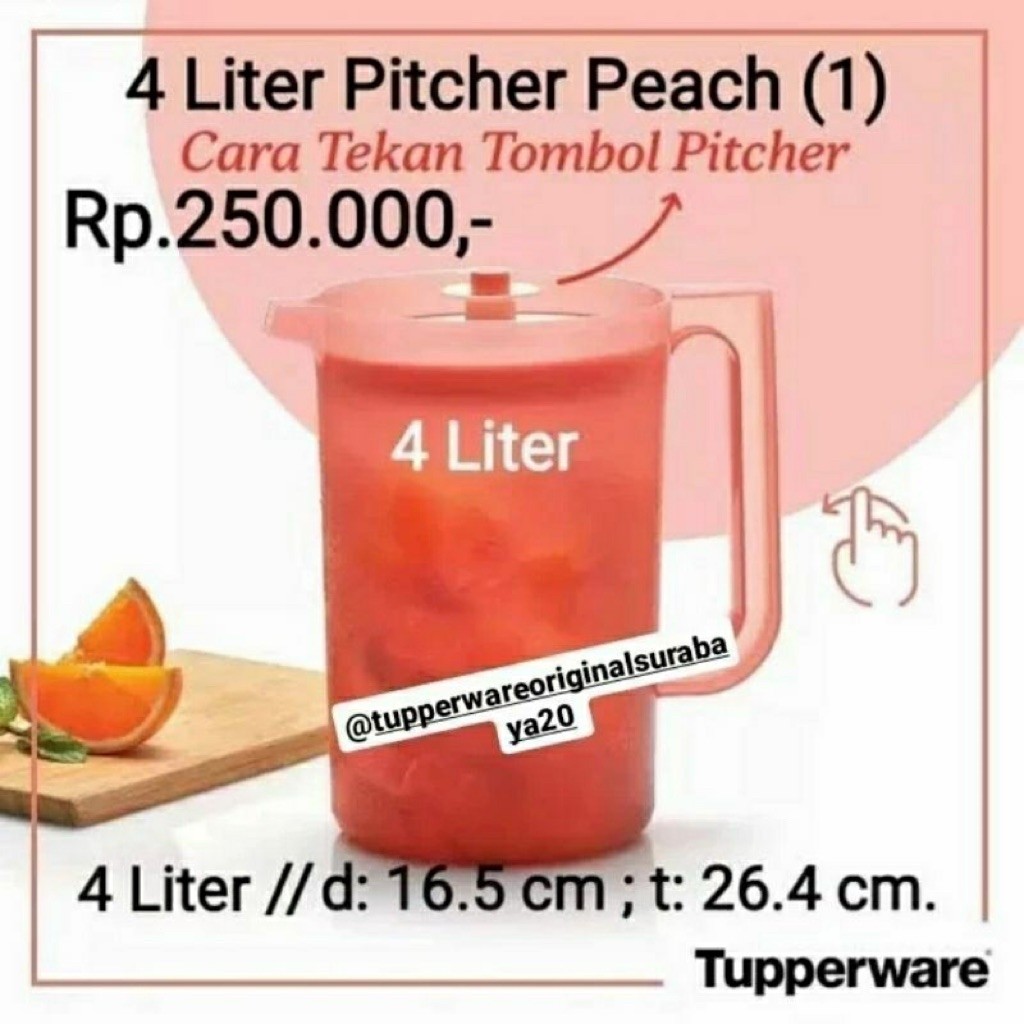 pitcher peach (4L) tupperware