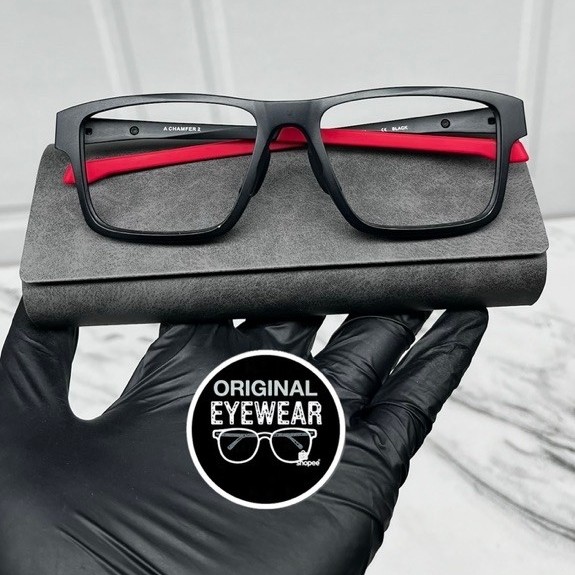 OAKLEY A Chamfer 2 ORIGINAL EX DISPLAY OPTIK Black Red Fullset Kacamata  frame Lensa Photocromic Blu