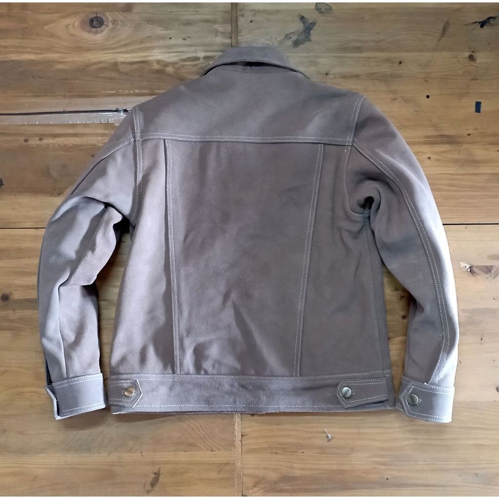 jaket kulit Trucker pria size M