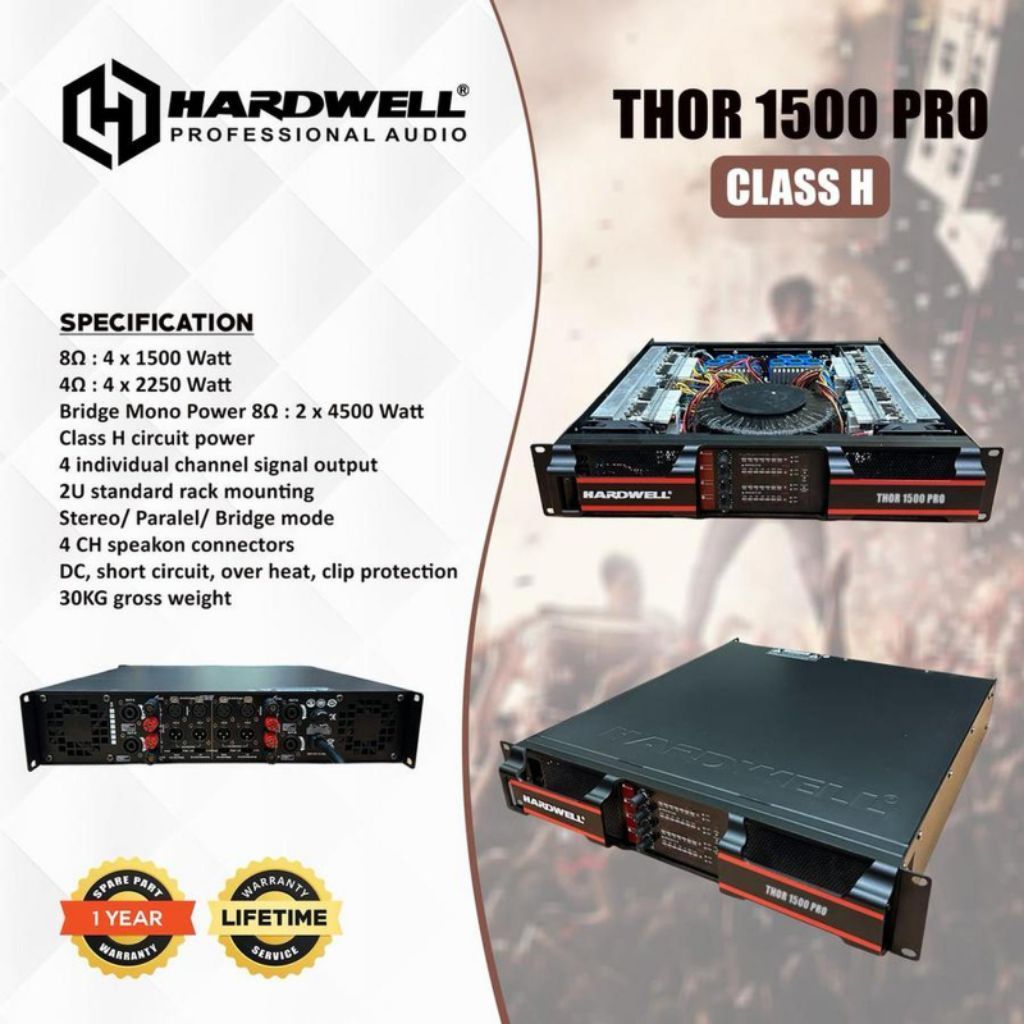POWER AMPLIFIER HARDWELL THOR 1500 PRO / THOR1500 PRO / THOR 1500PRO 4 X 1500 WATT CLASS H ORIGINAL