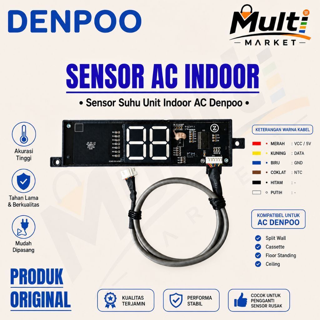 Sensor Display AC Indoor Denpoo R410 DDS-155CI Original | Sensor Suhu Unit Indoor AC Denpoo R410 DDS