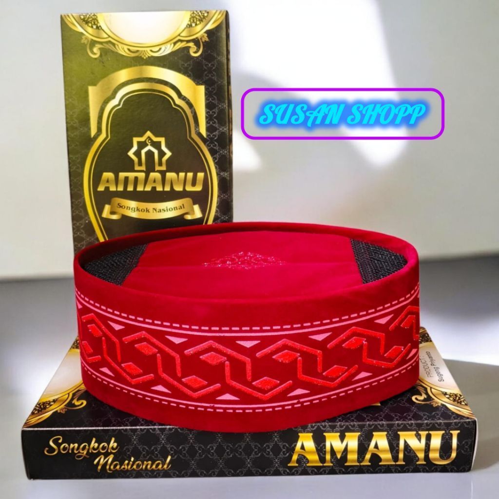 songkok merah maroon AC batik 3D anak dan dewasa
