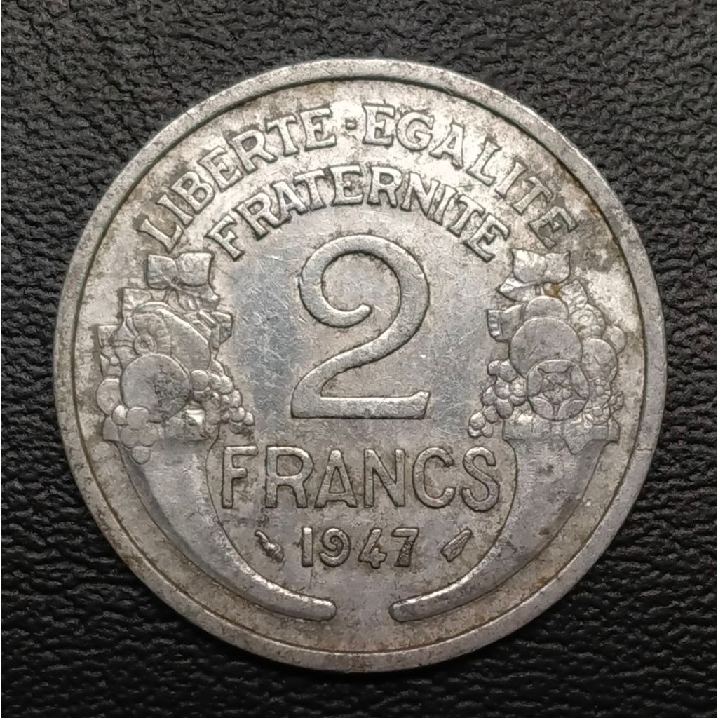 Koin Kuno Prancis 2 Francs 1947 Liberte Egalite