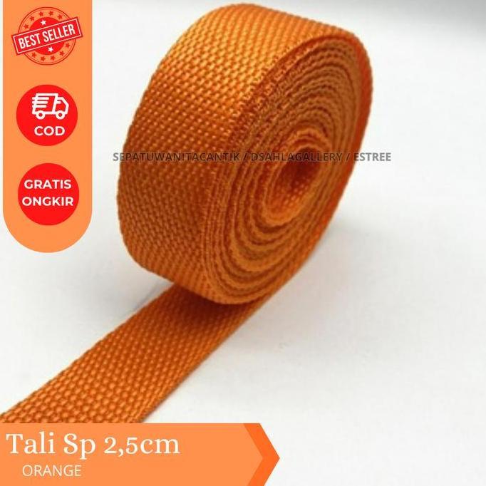 Tali Webbing Webing 2.5 Cm Tebal Kuat Pita Bisban Orange