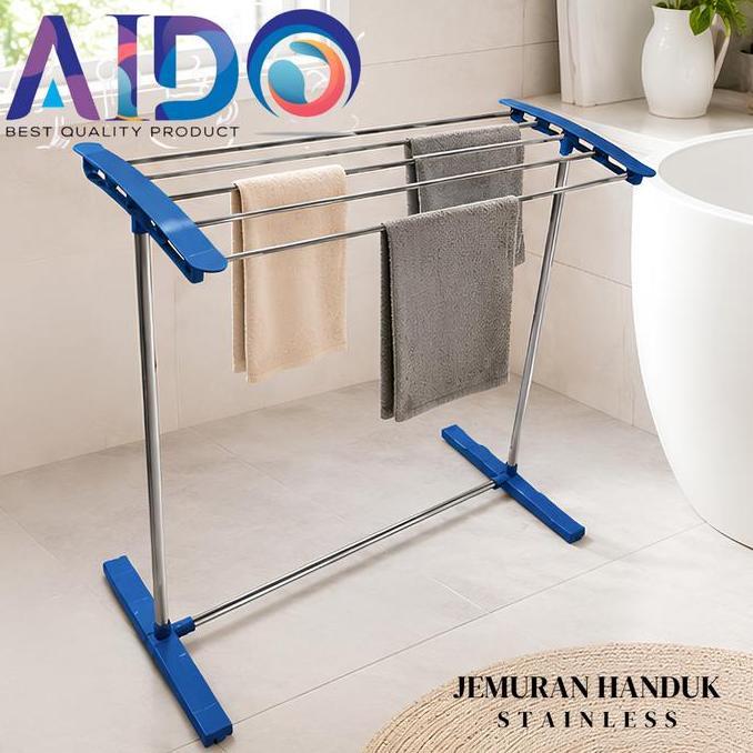 Trolley Bathroom Metal Towel Rack Dengan roda Stand with Wheels, Small Freestanding 5-Bar Hand Towel