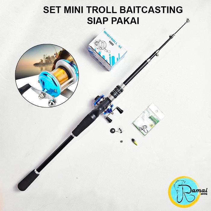 1 Set Alat Pancing Mini Trolling Baitcasting 8-16 Lbs