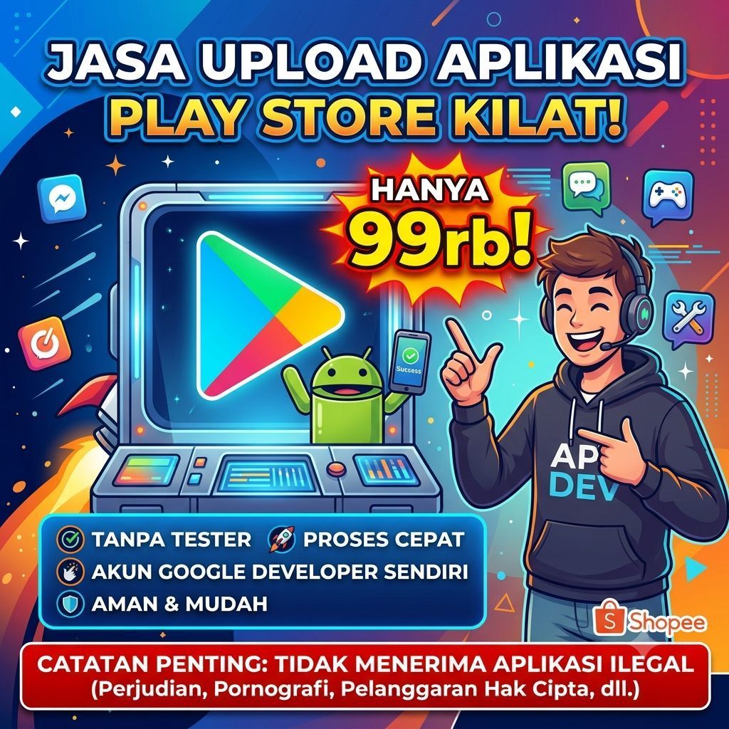 JASA UPLOAD APLIKASI KE GOOGLE PLAY STORE (AKSES GOOGLE CONSOLE & TANPA TESTER)