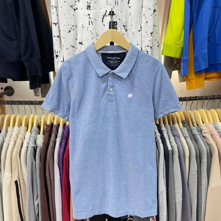 kaos polo shirt banana republic biru ( L )