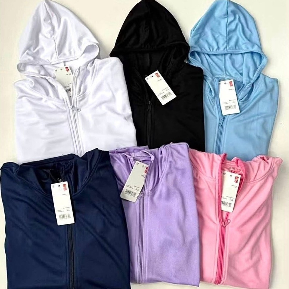 Wear Soona - JAKET UNIQLO UV WANITA PRIA AIRSM MESH HOODIE  ANTI UV ANTIRADIASI PROTECTION BAHAN DRY