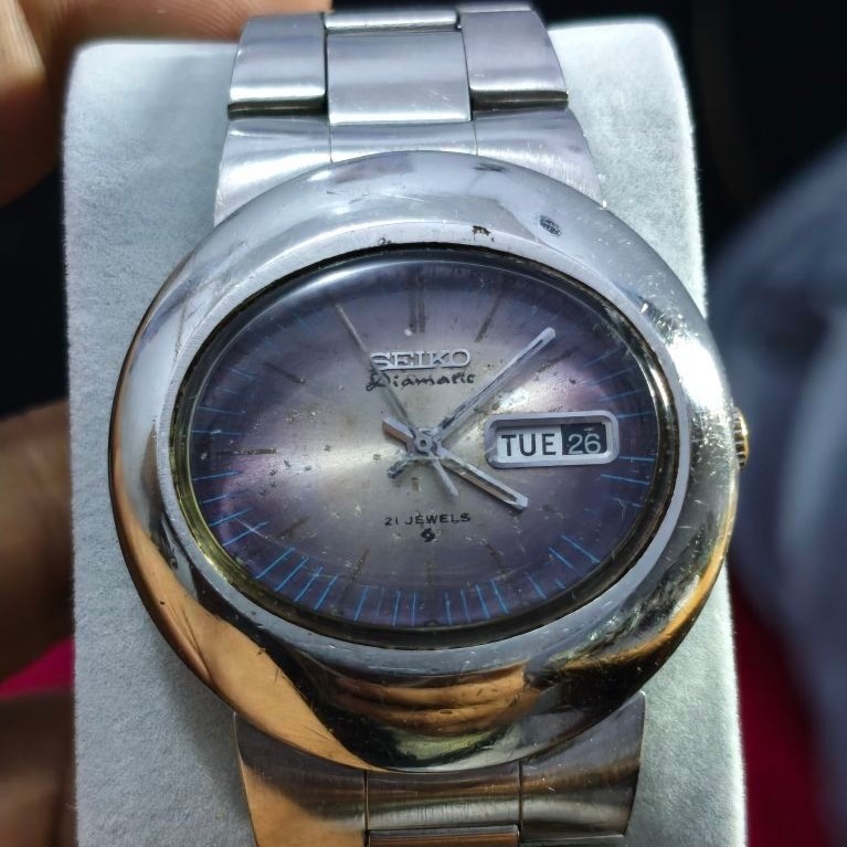 Vintage Rare Seiko Diamatic Oval Purple Dial Sunbrust 6119-5411