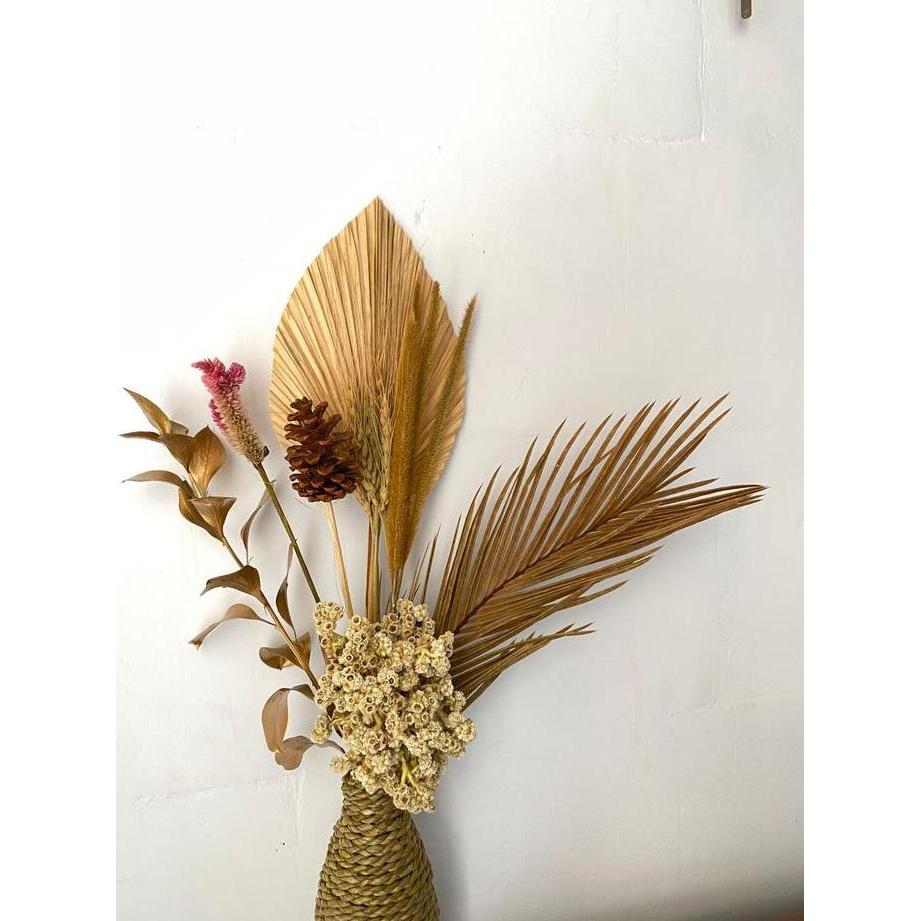 PAKET HEMAT BUNGA DAN VAS RUSTIC ESTETIK/ DEKORASI BUNGA KERING