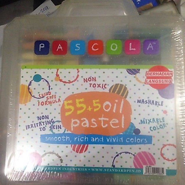 Pascola 55 warna oil pastel hexagonal crayon